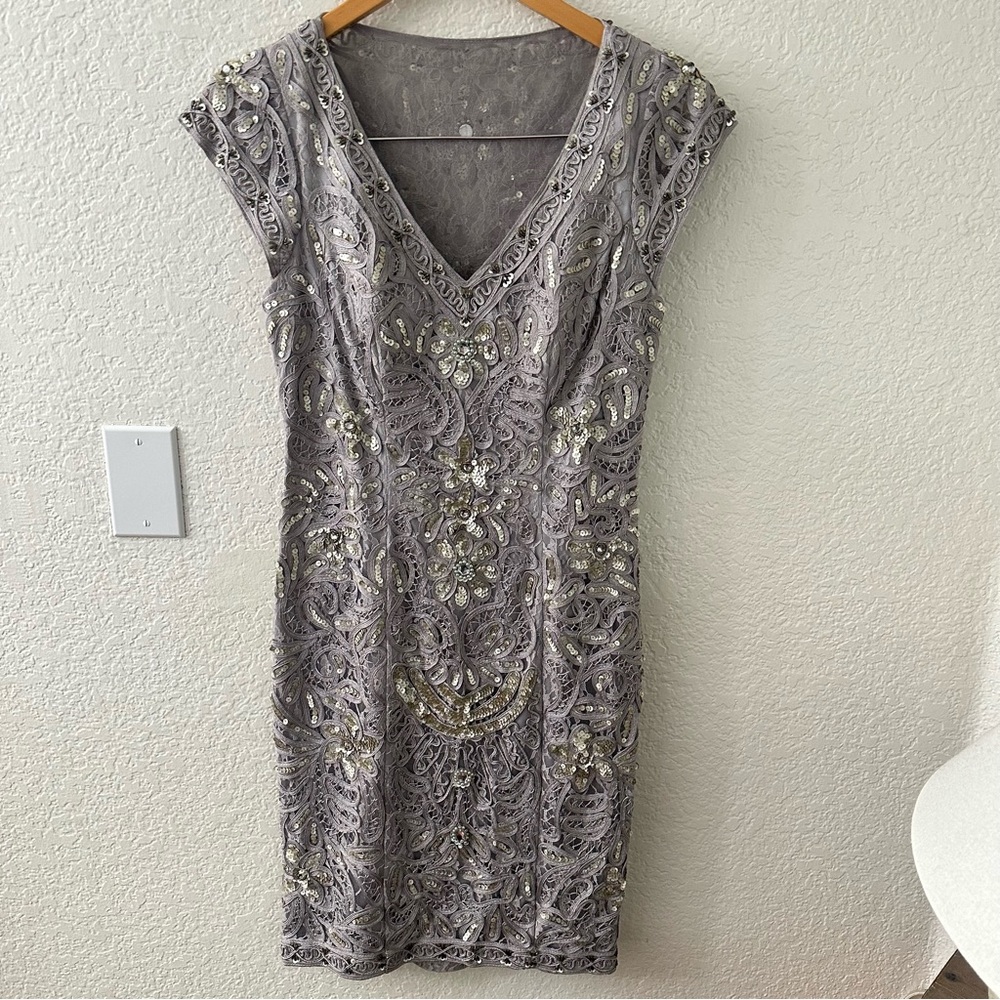 Sue Wong Lace And Sequin Cocktail Dress